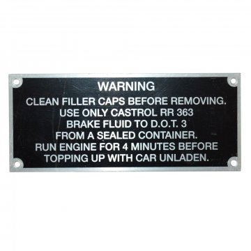 PLATE RESEVOIR WARNING (UR19340LB)