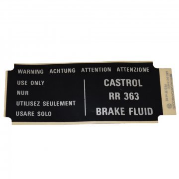 RR363 BRAKE FLUID RESERVOIR LABEL (RH9638)