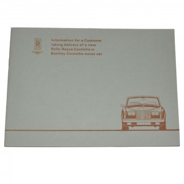 INFORMATION FOR A CUSTOMER TAKING DELIVERY OF A NEW RR CORNICHE OR BENTLEY CORNICHE MOTOR CAR (TSD4206)