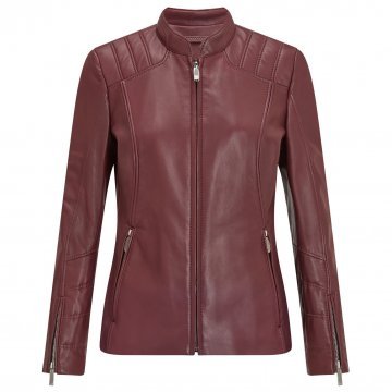 LADIES LEATHER JACKET - RICH PLUM (Large) (BL1824L)