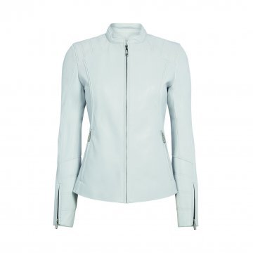 LADIES LEATHER JACKET - DOVE GREY (Medium) (BL1679M)
