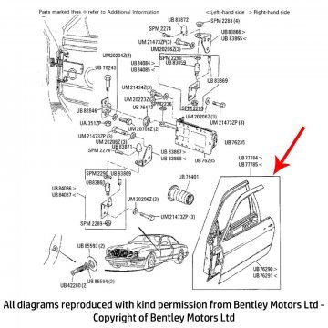 LH FRONT DOOR (Continental R & T, Azure) (UB77785)
