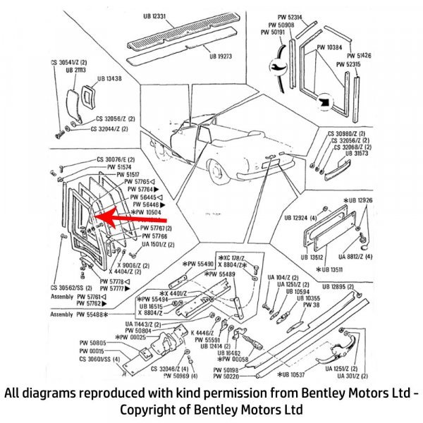 RH REAR QUARTER WINDOW FRAME (Drophead cars) (PW56446)