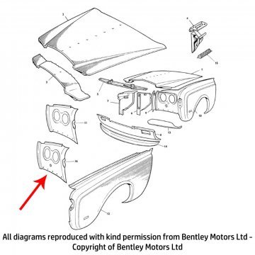 RH FRONT WING HEADLAMP PANEL (Cars with headlamp wash/wipe) (412600106)