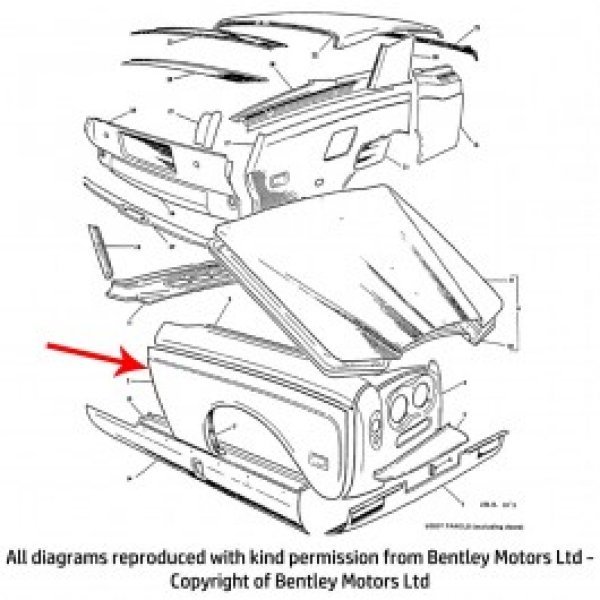 RH FRONT WING (Early non-flared wheel arch MPW and Corniche models) (PW508)