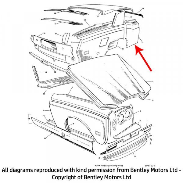 RH REAR WING (small eyebrow, marker lamps) (PW55912)