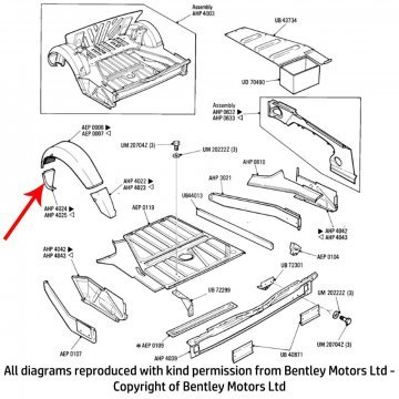 LH REAR WHEELARCH LOWER FRONT PANEL (AHP4025)