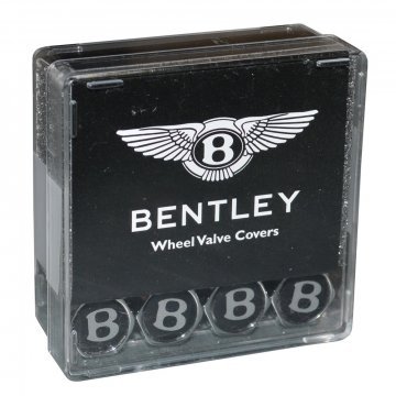 BENTLEY VALVE CAPS (Silver B / Black Background) (RH20791)
